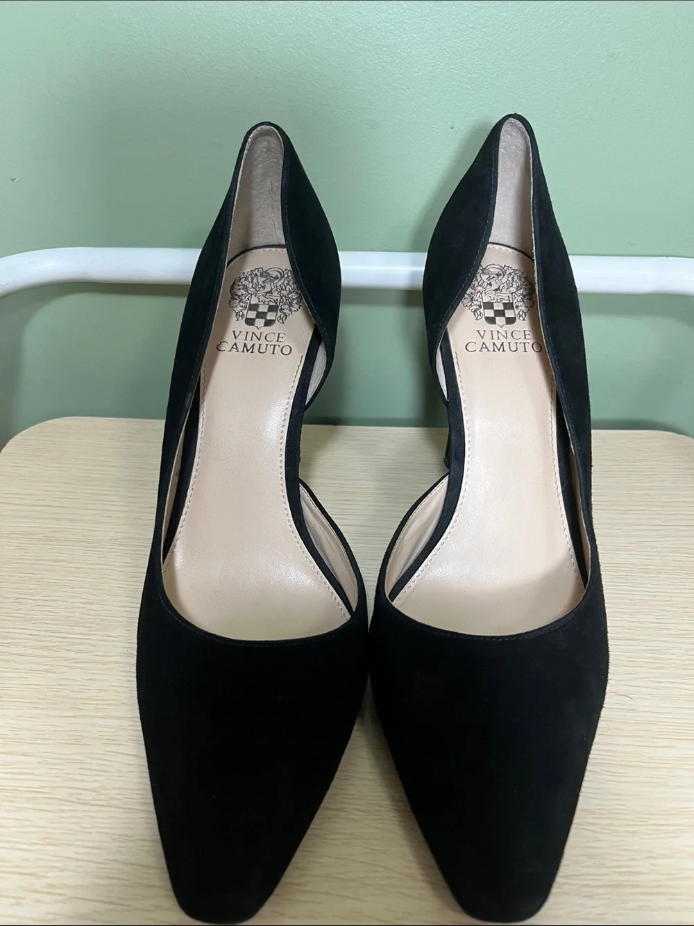 Vince Camuto Black Suede D'Orsay Pointed-Toe Pumps